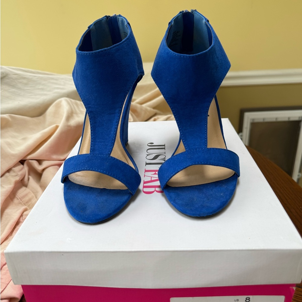 Cobalt Blue Wedge Open-Toe Heels